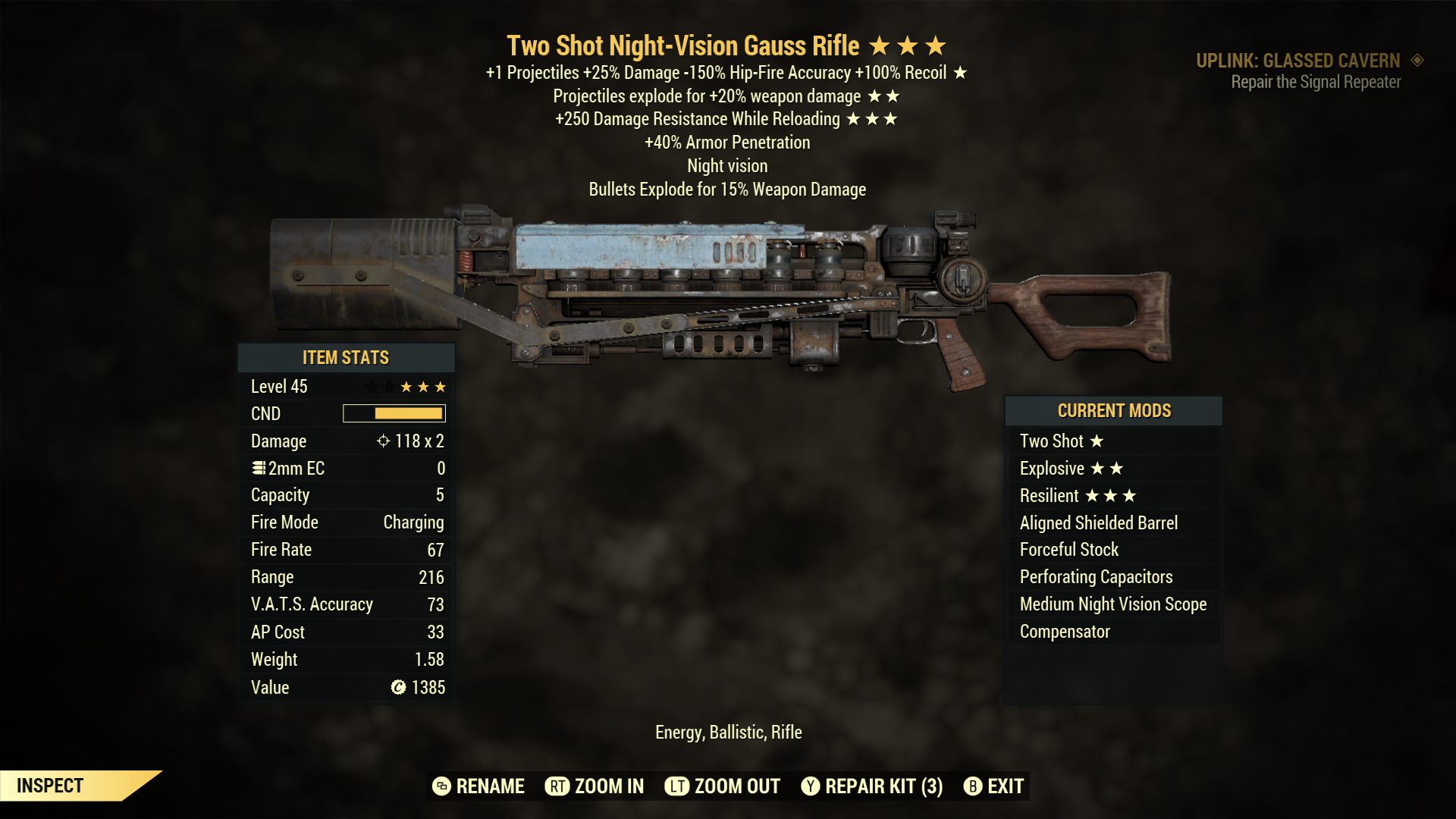 Two Shot【Explosive + Resilient】Gauss Rifle